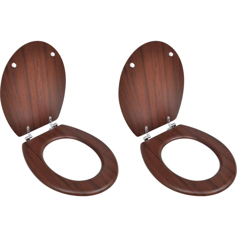 vidaXL toiletsæder med låg 2 stk. MDF brun