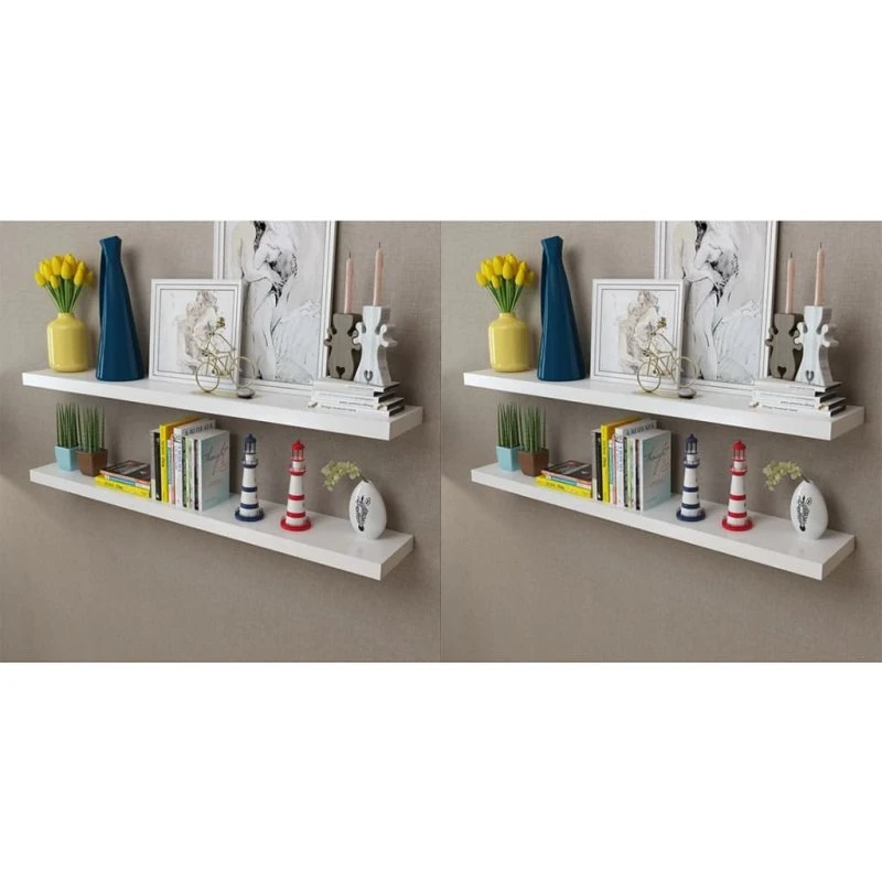 vidaXL væghylder 4 stk 120 cm, hvid (MDF)