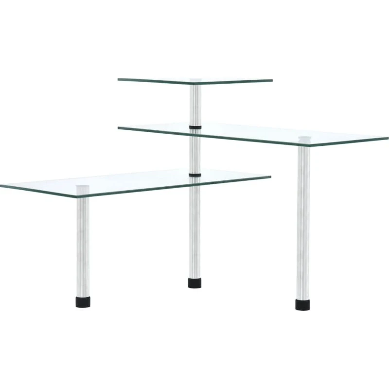 vidaXL hjørnehylde i 3 niveauer – hærdet glas & rustfrit stål