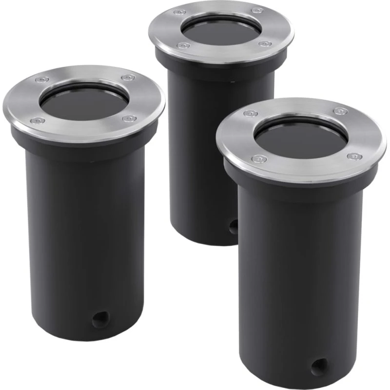 vidaXL udendørs jordlys 3 stk rund - rustfrit stål/aluminium