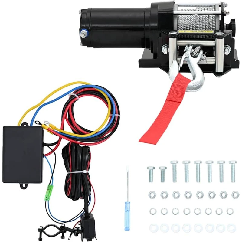 vidaXL 12V kranspil 1360 kg med monteringsplade & lederulle