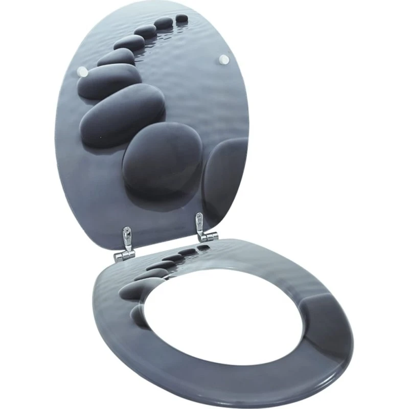 vidaXL toiletsæde MDF låg sten - justerbare hængsler 12–20 cm