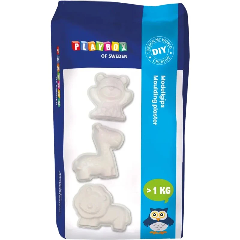 Playbox Modelgips 1 kg – Hvid modellergips til støbning