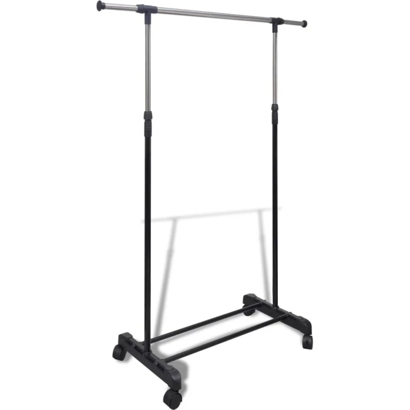 vidaXL justérbart tøjstativ 1 bøjlestang 4 hjul (108–170 cm)