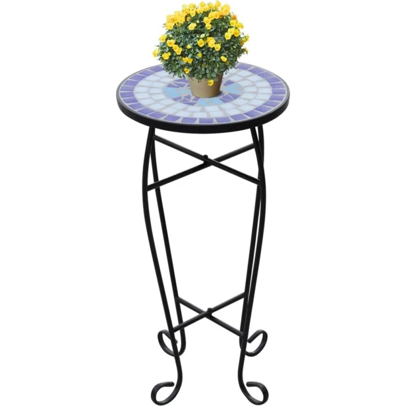 vidaXL plantebord mosaik blå/hvid Ø30 cm