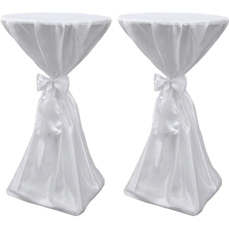 Universal hvid borddug til rundt bardbord 60 cm med bånd, 2 stk
