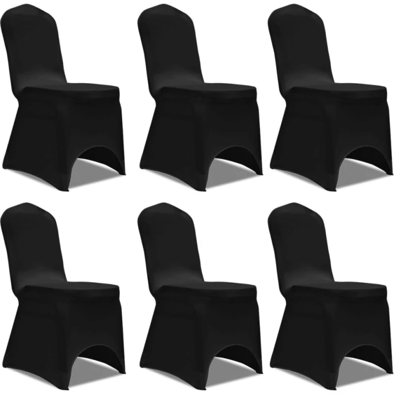 Universal Sorte Elastiske Stolebetræk 6 stk (op til 100 cm)