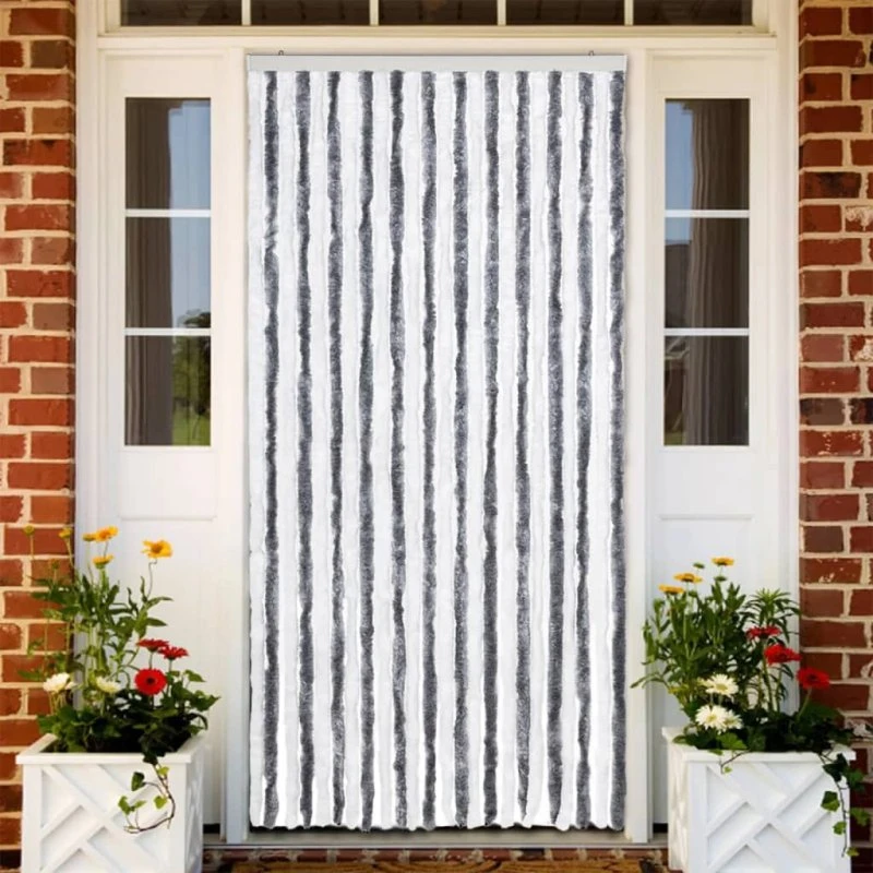 vidaXL insektgardin chenille 100x220 cm grå/hvid