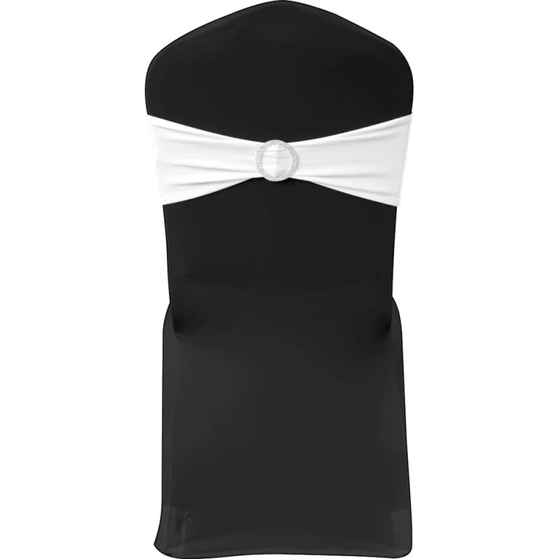 Universal 25 stk. hvide elastiske stolebånd med diamantspænde