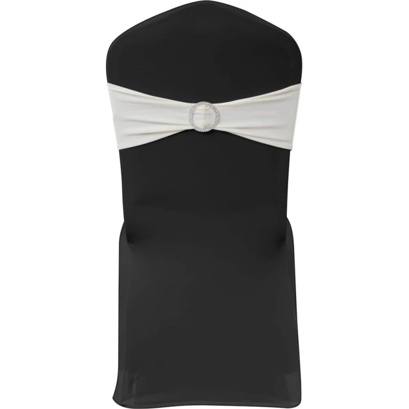 Dekor Cremefarvede stræk stolebånd 25 stk. med diamantspænde