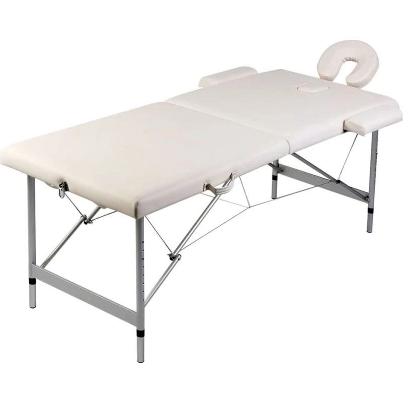 vidaXL sammenfoldeligt 2-zoners massagebord, aluminiumsstel creme