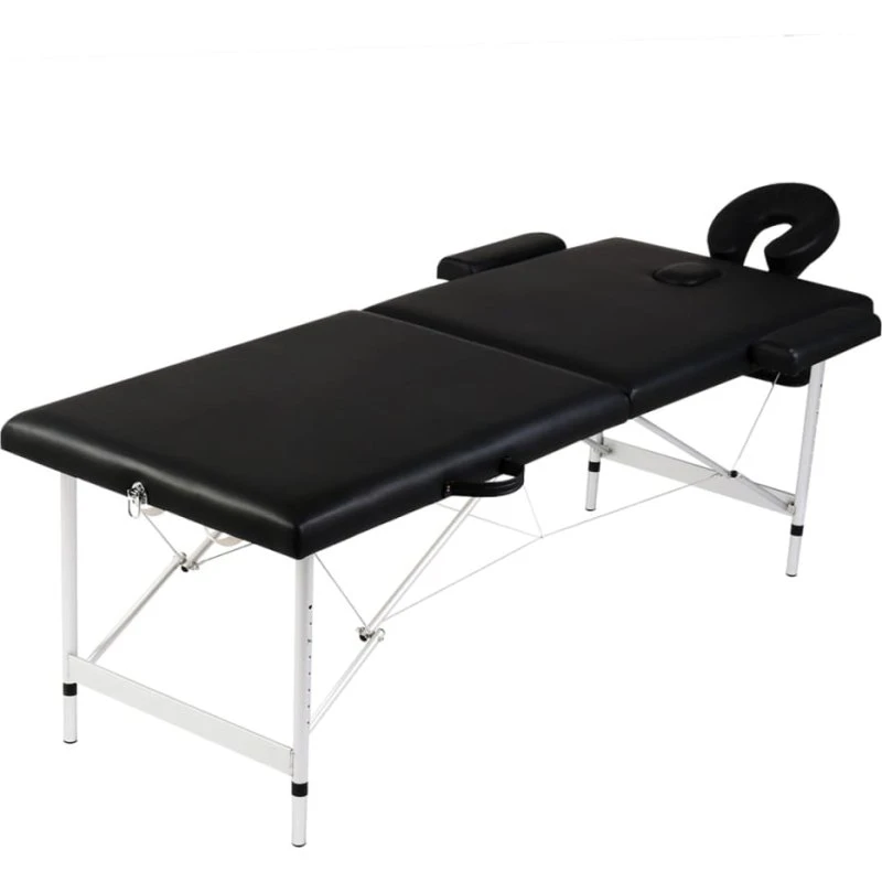 vidaXL sammenfoldeligt 2-zoners massagebord, aluminium, sort