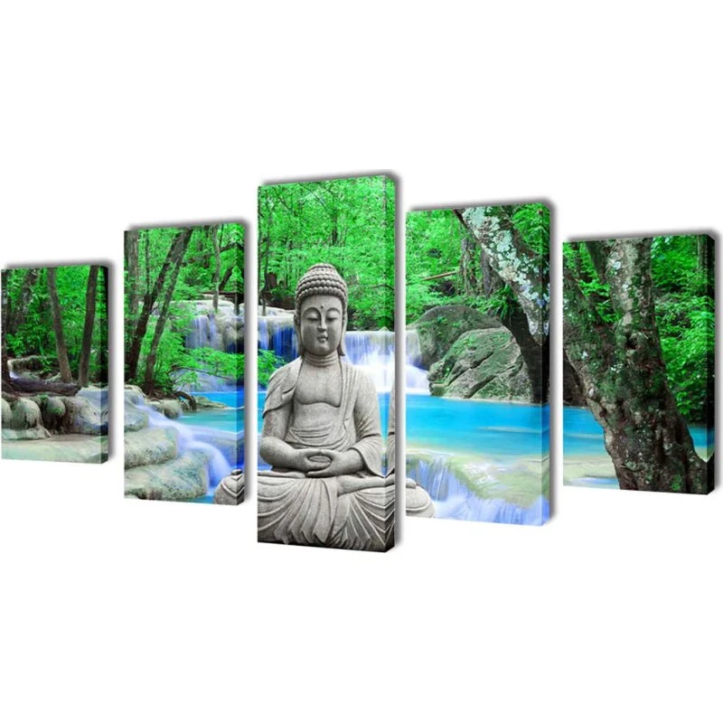 Buddha kanvasbilledsæt 200 x 100 cm, 5 paneler