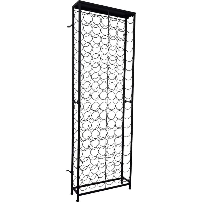 vidaXL vinreol til 108 flasker, sort smedejern 65x24x191 cm