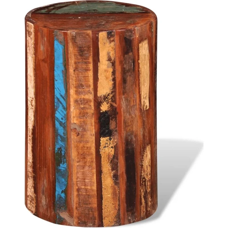 vidaXL Taburet i massivt genbrugstræ – cylinder, vintage