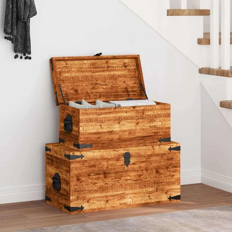 vidaXL opbevaringskister sæt 2 stk råt mangotræ 70×35×35 cm