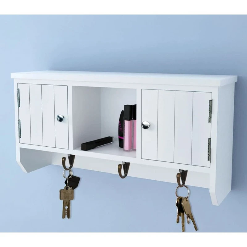 vidaXL nøgleskab til væg 40x8,5x20 cm antik hvid