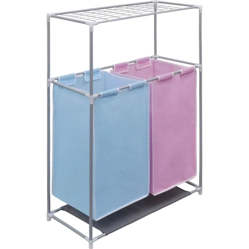 vidaXL vasketøjskurv med 2 rum og integreret tørrestativ