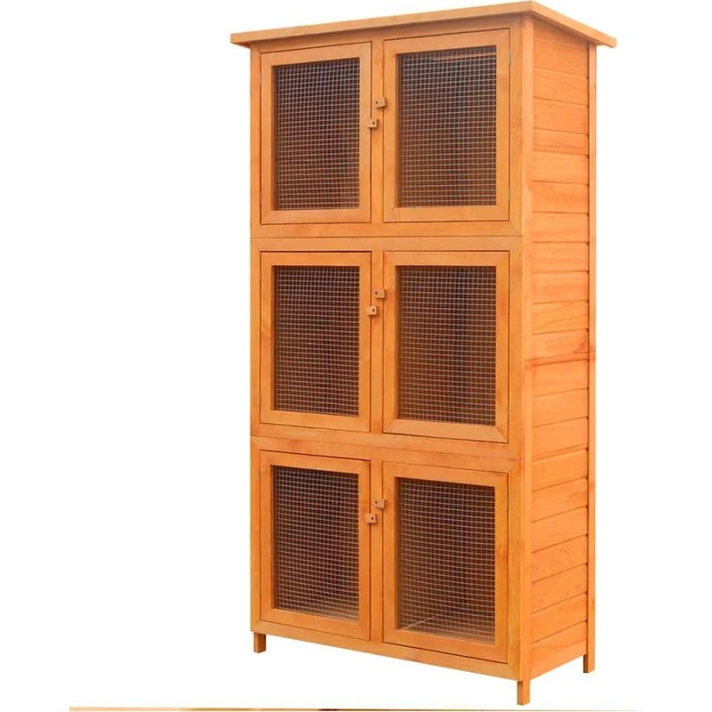 vidaXL kaninbur 6 rum i træ