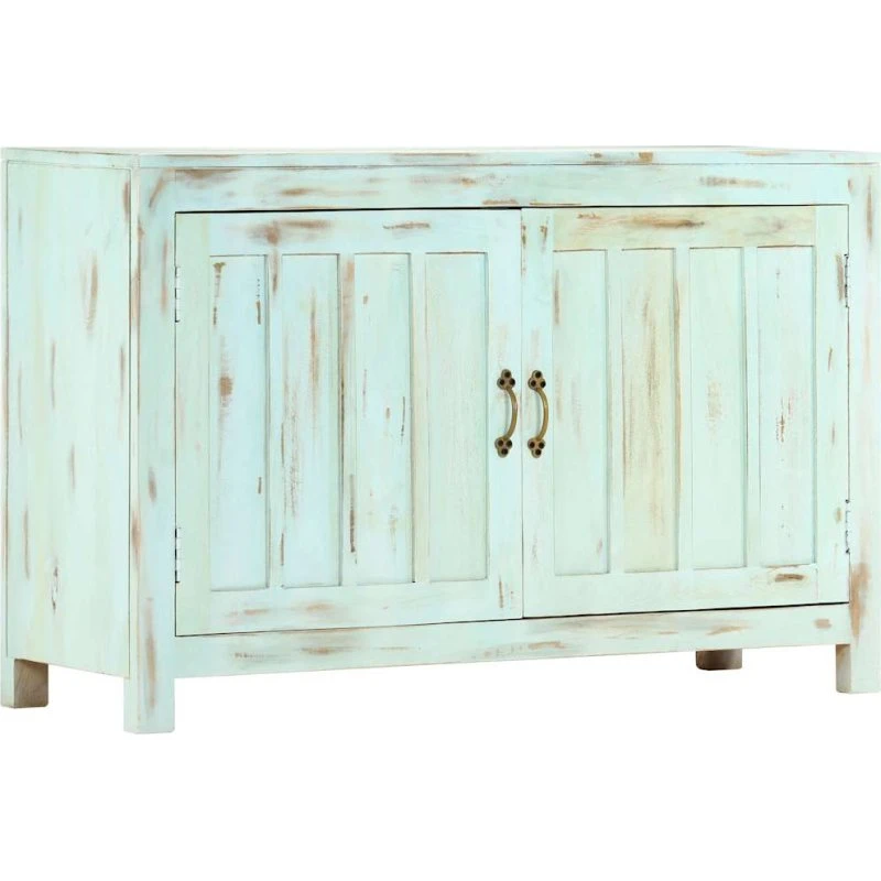 vidaXL Skænk 110×35×70 cm massivt mangotræ, lyseblå