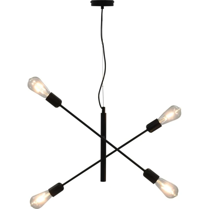 Loftlampe 4 arme E27 2W, sort