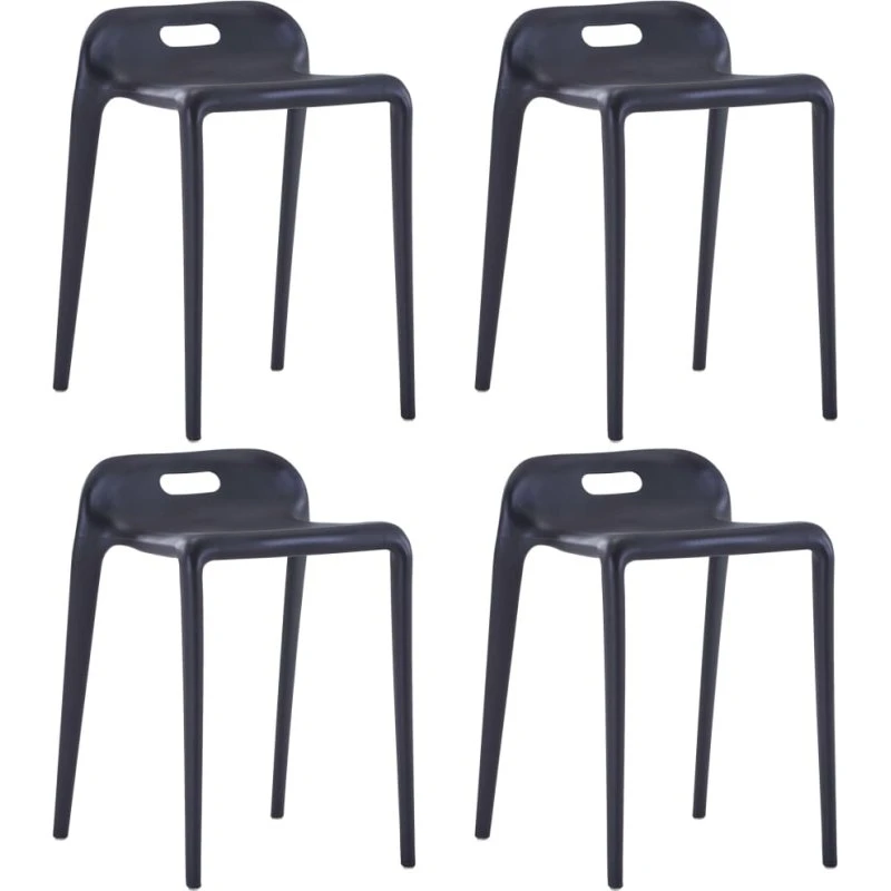 vidaXL stabelbare taburetter 4 stk. i sort plastik