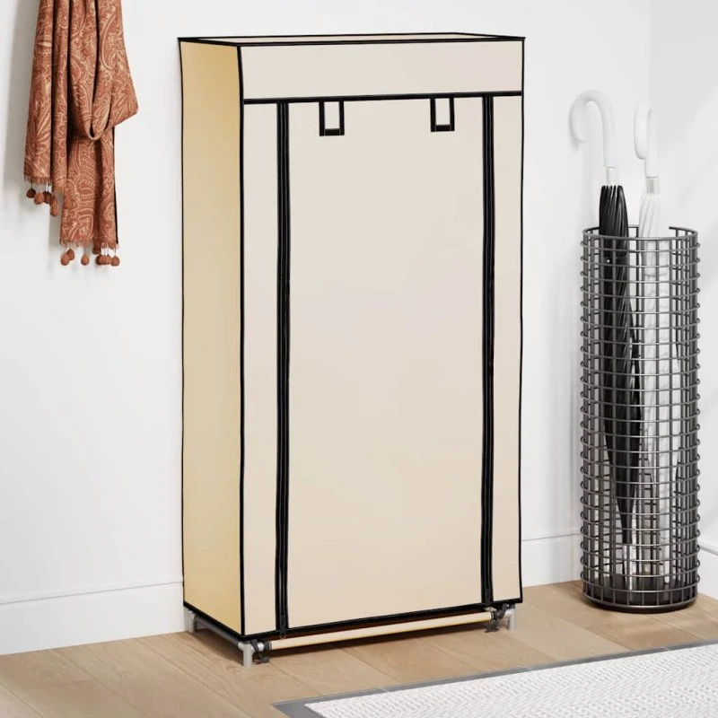 vidaXL skoskab med overtræk 58x28x106 cm - creme