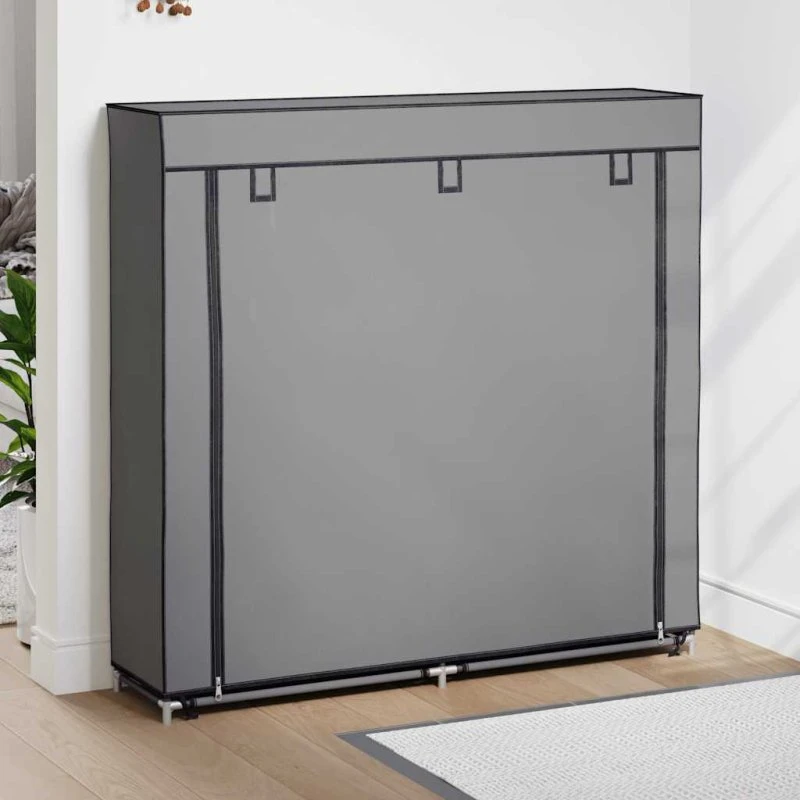 vidaXL skoskab med overtræk 115 x 28 x 110 cm, gråt stof