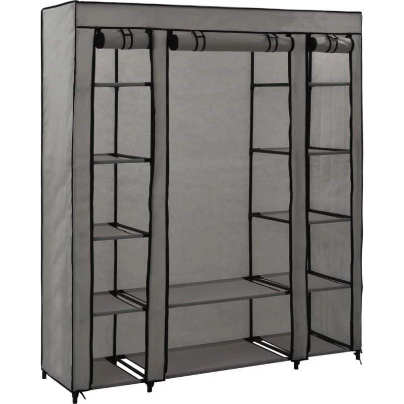 vidaXL klædeskab med rum og stænger 150 x 45 x 176 cm, grå