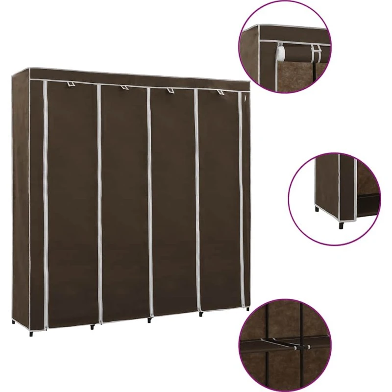 vidaXL klædeskab 4 rum 175 x 45 x 170 cm, brun