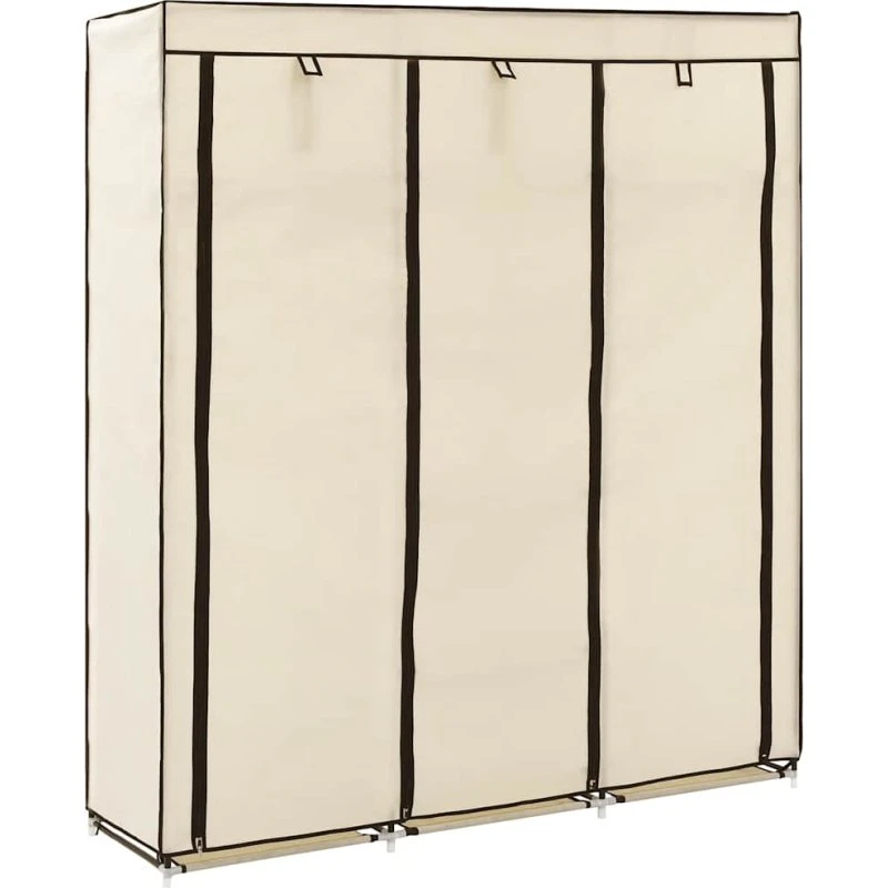 vidaXL klædeskab 150 x 45 x 175 cm med rum og tøjstænger, creme