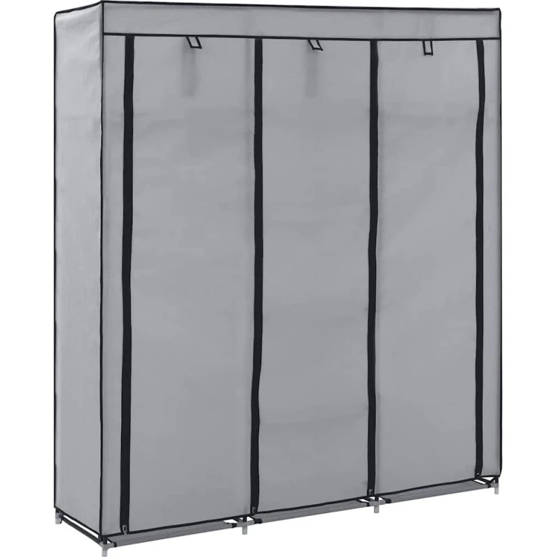 vidaXL klædeskab 150 x 45 x 175 cm med rum og tøjstænger, grå