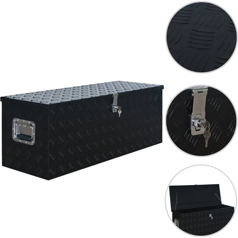 vidaXL aluminiumskasse 1085 x 370 x 400 mm, sort