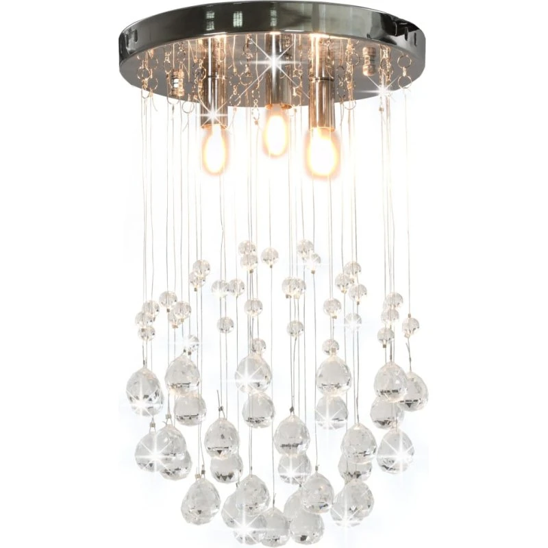 vidaXL kugleloftlampe med krystalperler 3xG9 sølvfarvet