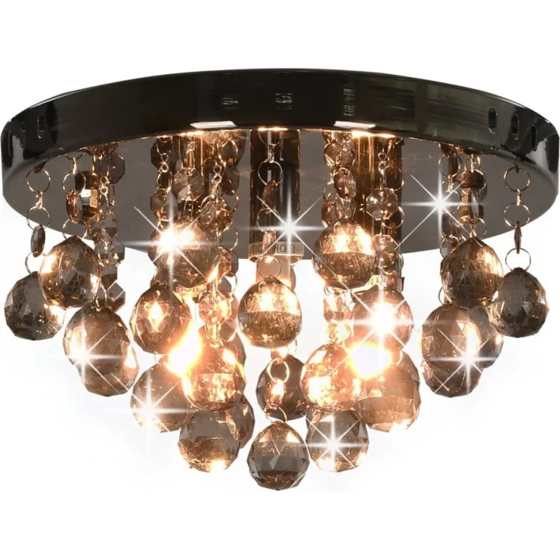 vidaXL loftlampe rund med røgfarvede perler, G9, sort