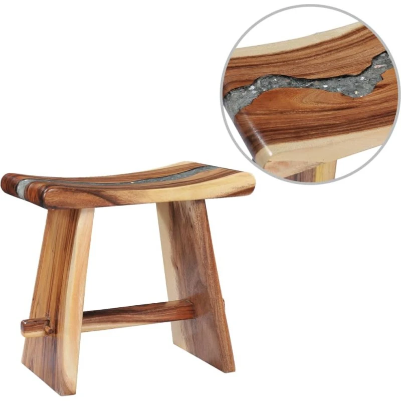 vidaXL taburet i massivt suartræ med polyresin