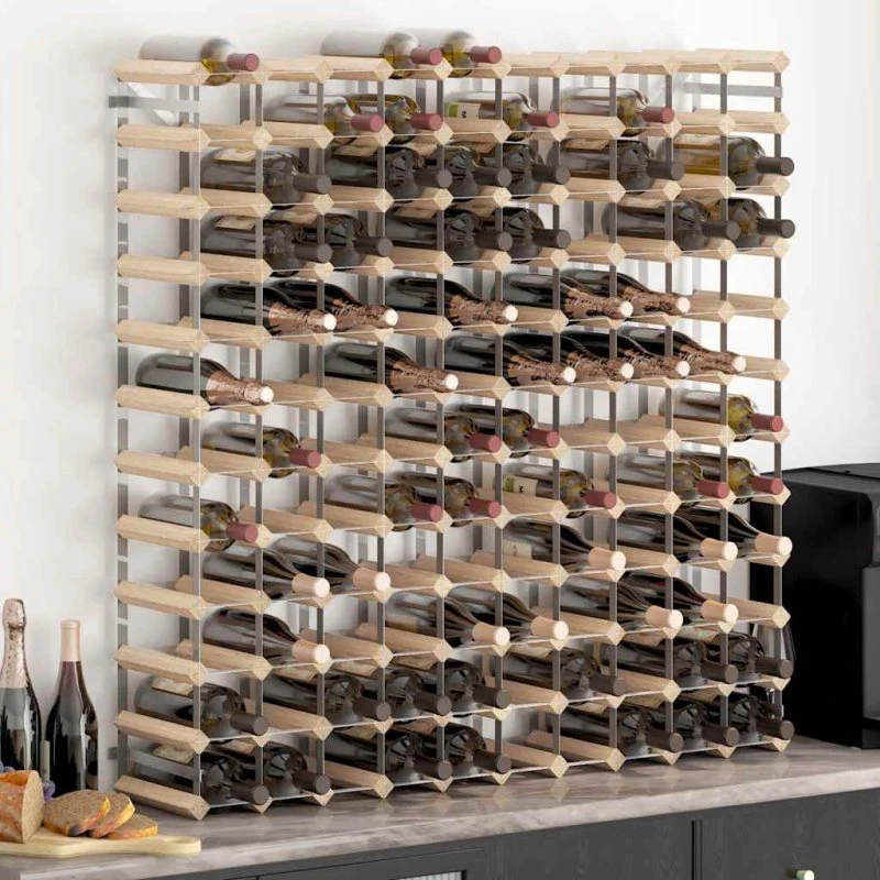 vidaXL vinreol i massivt fyrretræ til 120 flasker