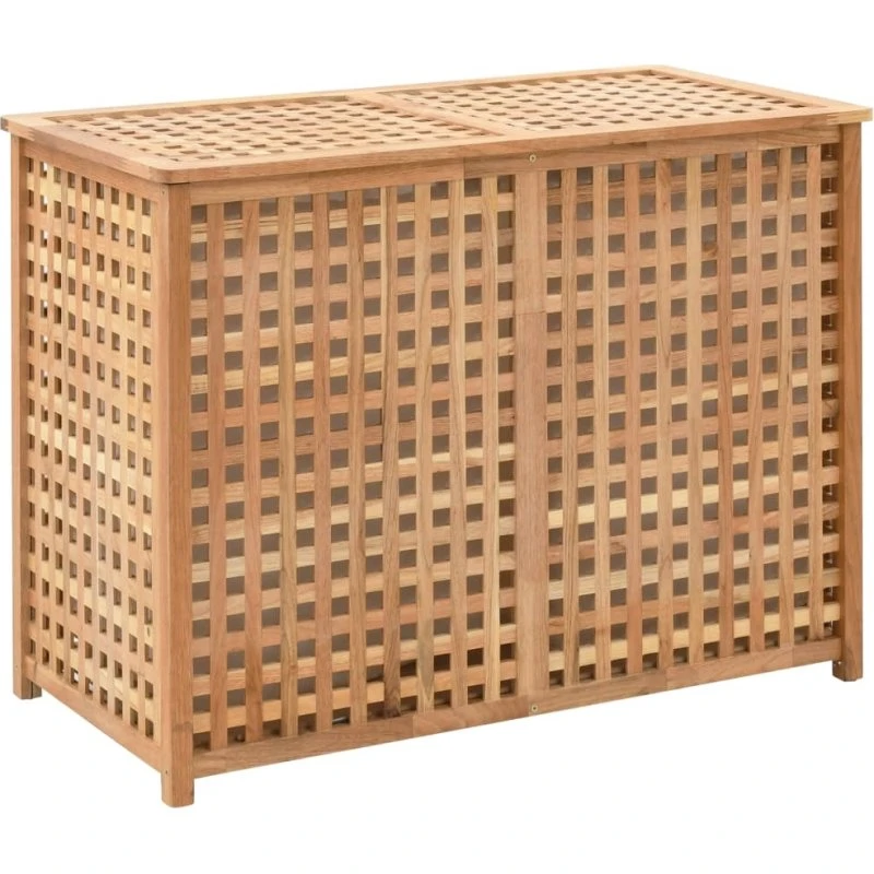 vidaXL vasketøjskurv i massivt valnøddetræ 87,5x46x67 cm