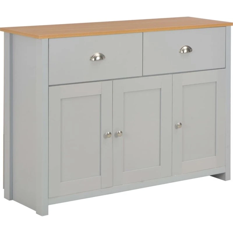 vidaXL skænk 112x35x81 cm, grå/natur