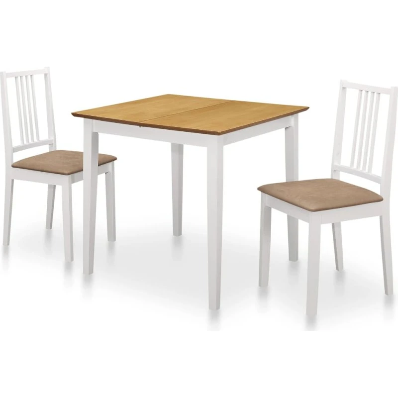 Spisebordssæt 3 dele MDF Hvid/mørkegrøn