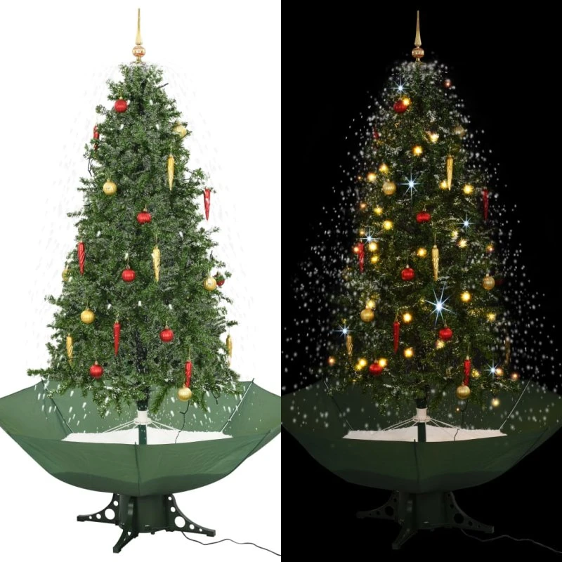vidaXL juletræ med snefald 190 cm grøn (paraplyfod)