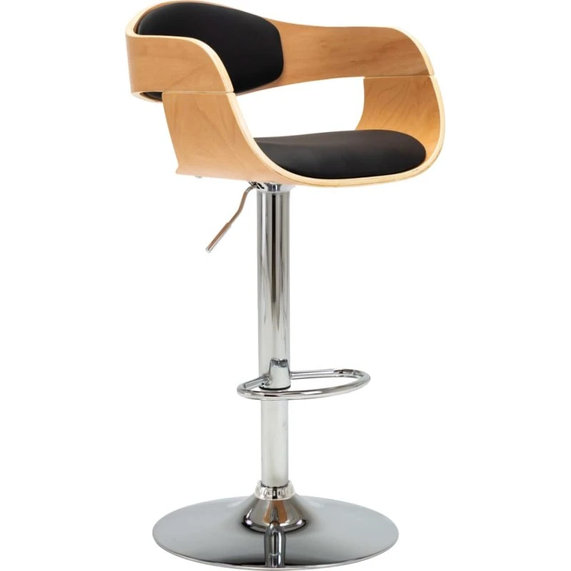 vidaXL barstol bøjet træ og kunstlæder, sort (justerbar)