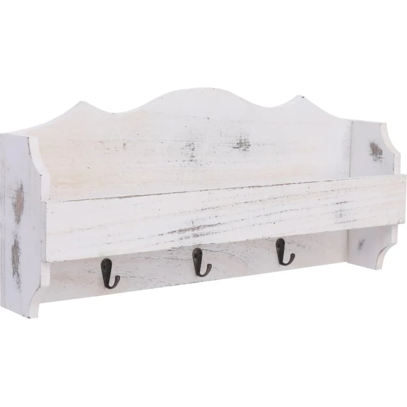 vidaXL vægmonteret knagerække 50x10x23 cm træ hvid