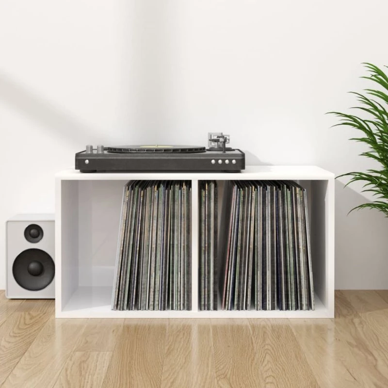 vidaXL reol til LP'er 71x34x36 cm hvid højglans