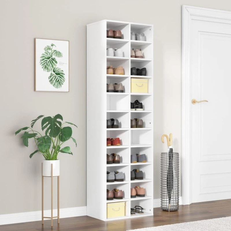 Skoreol i konstrueret træ 54x34x183 cm, sort, 22 hylder