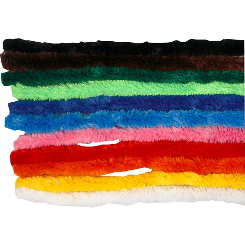 Chenille 30 cm x 15 mm – 200 stk assorterede farver