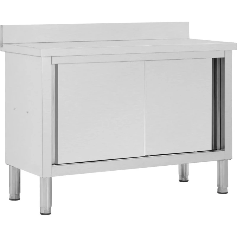vidaXL arbejdsbord med skydelåger 120×50×(95–97) cm, rustfrit stål