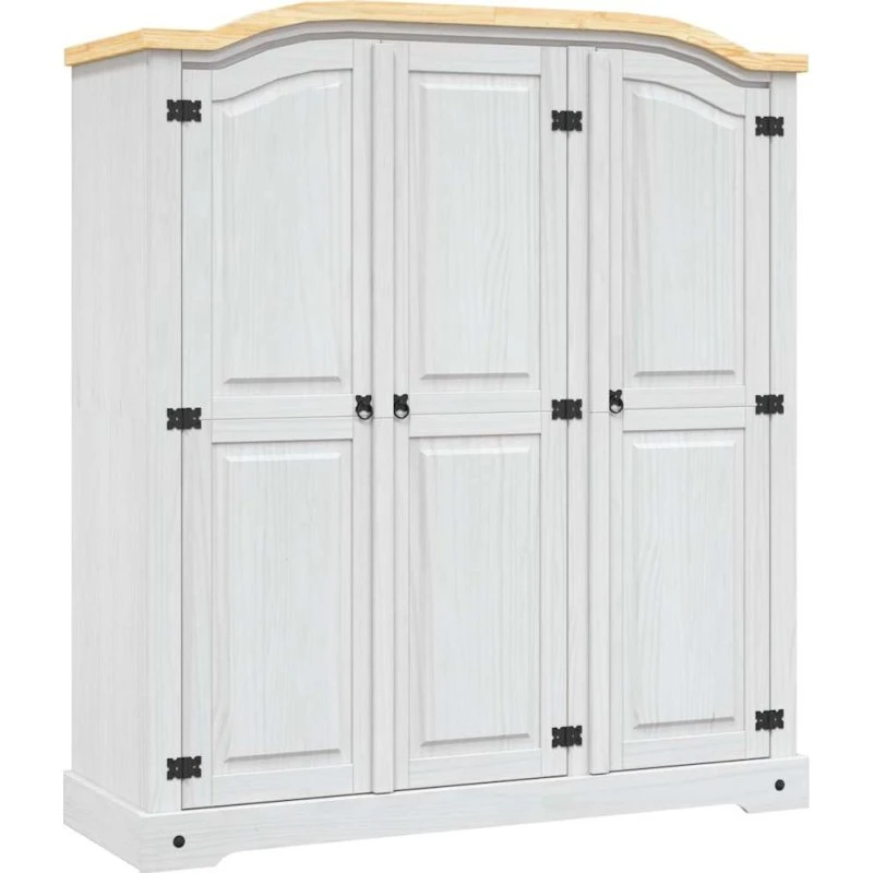 vidaXL Corona-serien klædeskab 3 låger, hvidt fyrretræ