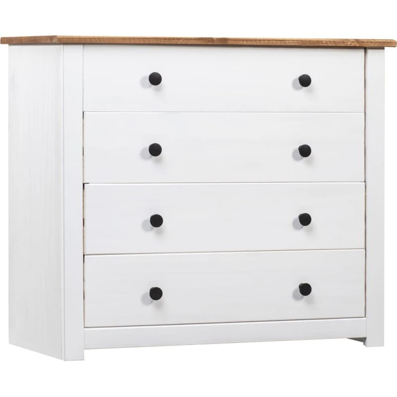 vidaXL Panama sideskab 80x40x73 cm massivt fyrretræ hvid