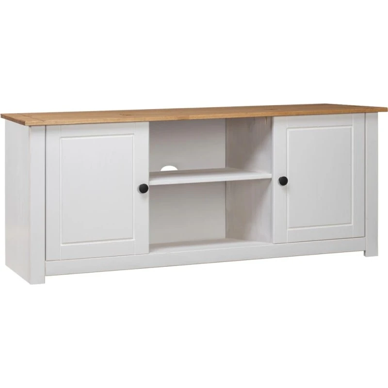vidaXL TV-bord Panama 120x40x50 cm massivt fyrretræ hvid
